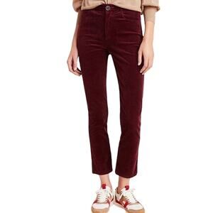 Paige Hoxton Slim Corduroy Pants in Burgundy 27